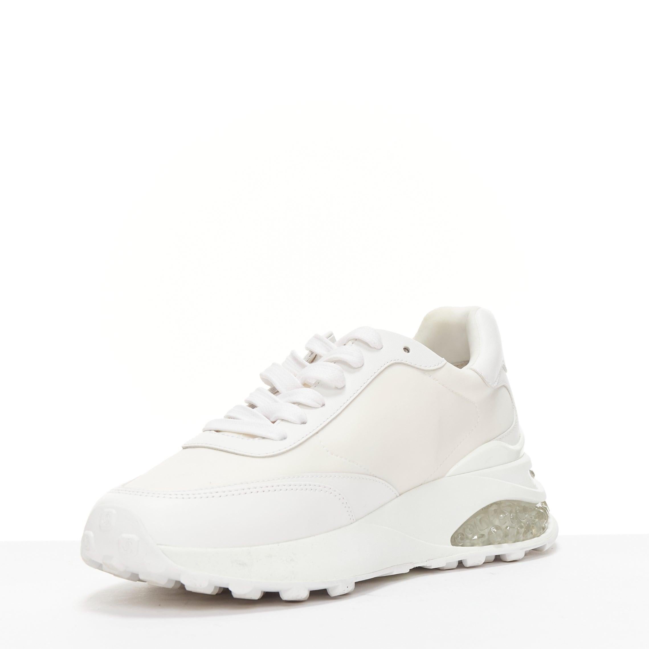 JIMMY CHOO Memphis white JC logo clear debossed crystal dad sneakers EU38.5 In Good Condition In Hong Kong, NT