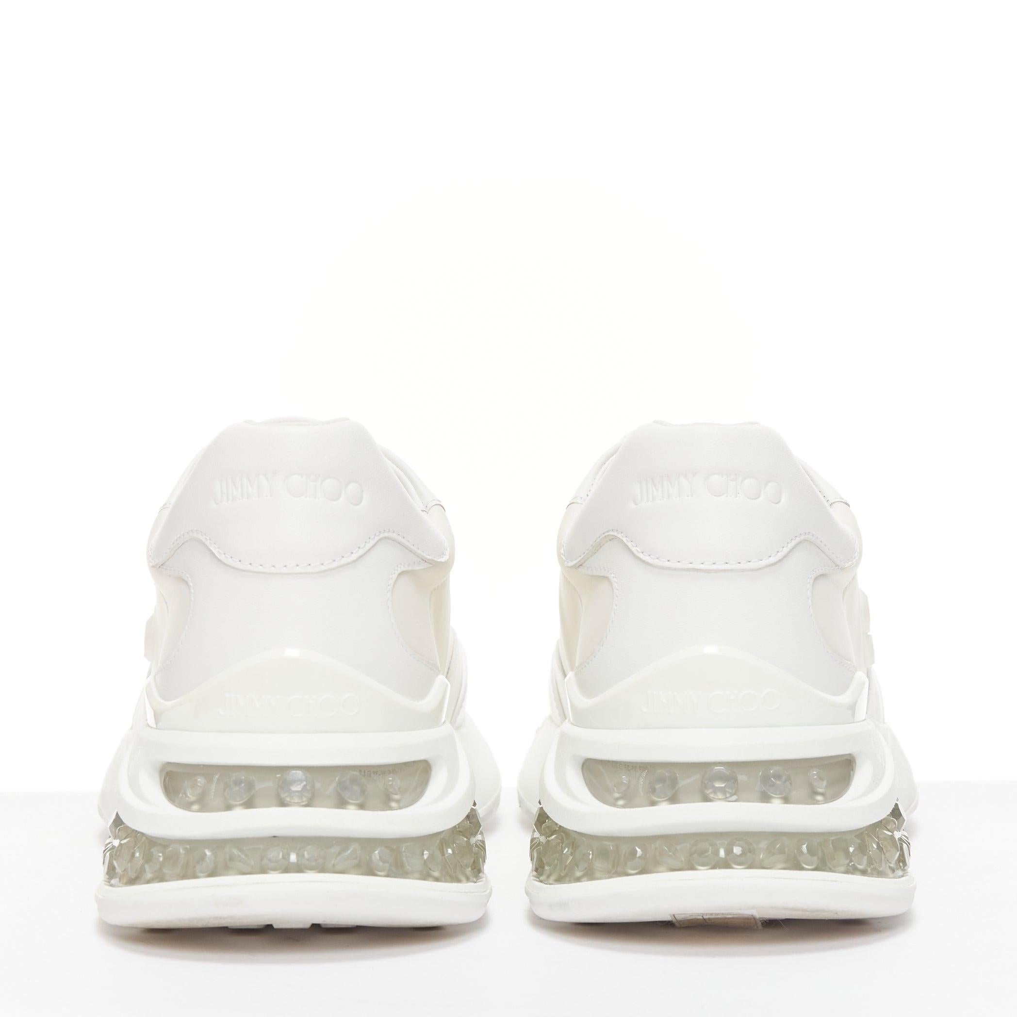 Women's JIMMY CHOO Memphis white JC logo clear debossed crystal dad sneakers EU38.5