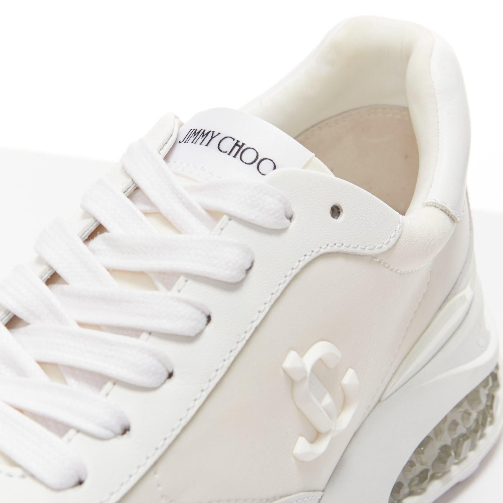 JIMMY CHOO Memphis white JC logo clear debossed crystal dad sneakers EU38.5 2