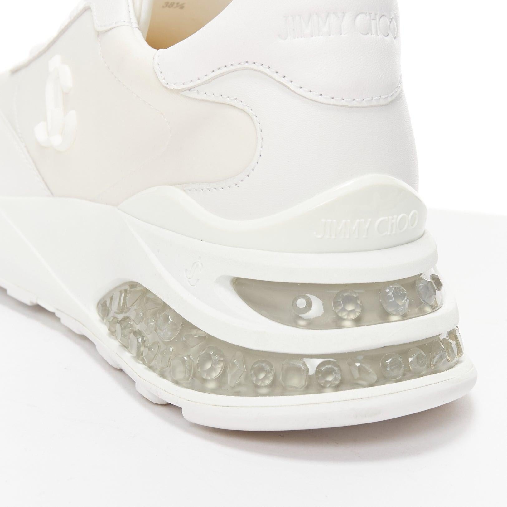 JIMMY CHOO Memphis white JC logo clear debossed crystal dad sneakers EU38.5 3