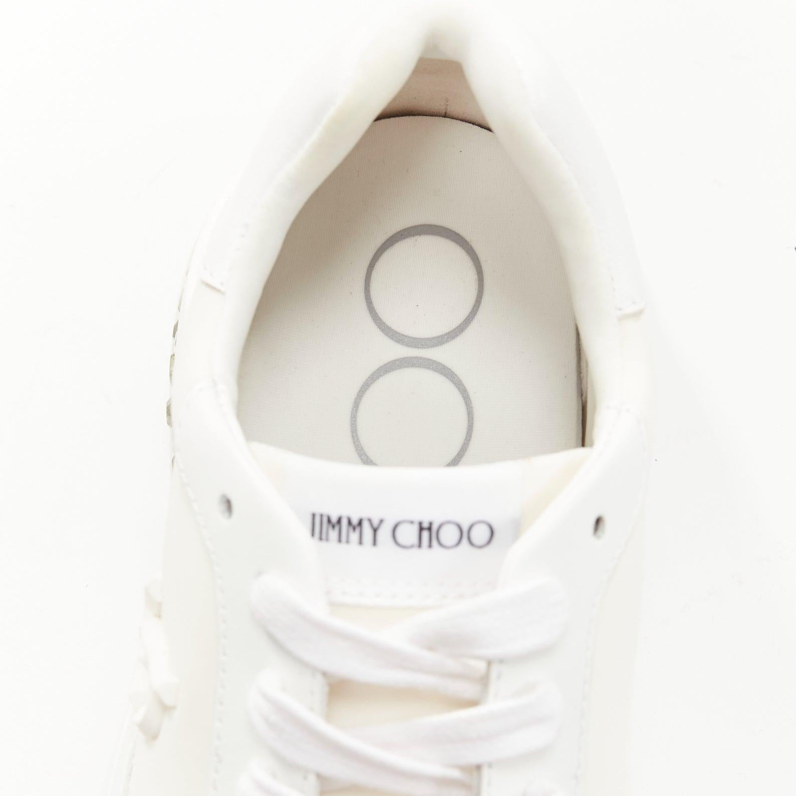 JIMMY CHOO Memphis white JC logo clear debossed crystal dad sneakers EU38.5 4