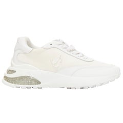JIMMY CHOO Memphis white JC logo clear debossed crystal dad sneakers EU38.5