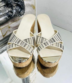 Jimmy Choo Mesh, Leather & Cork Wedge Sandals