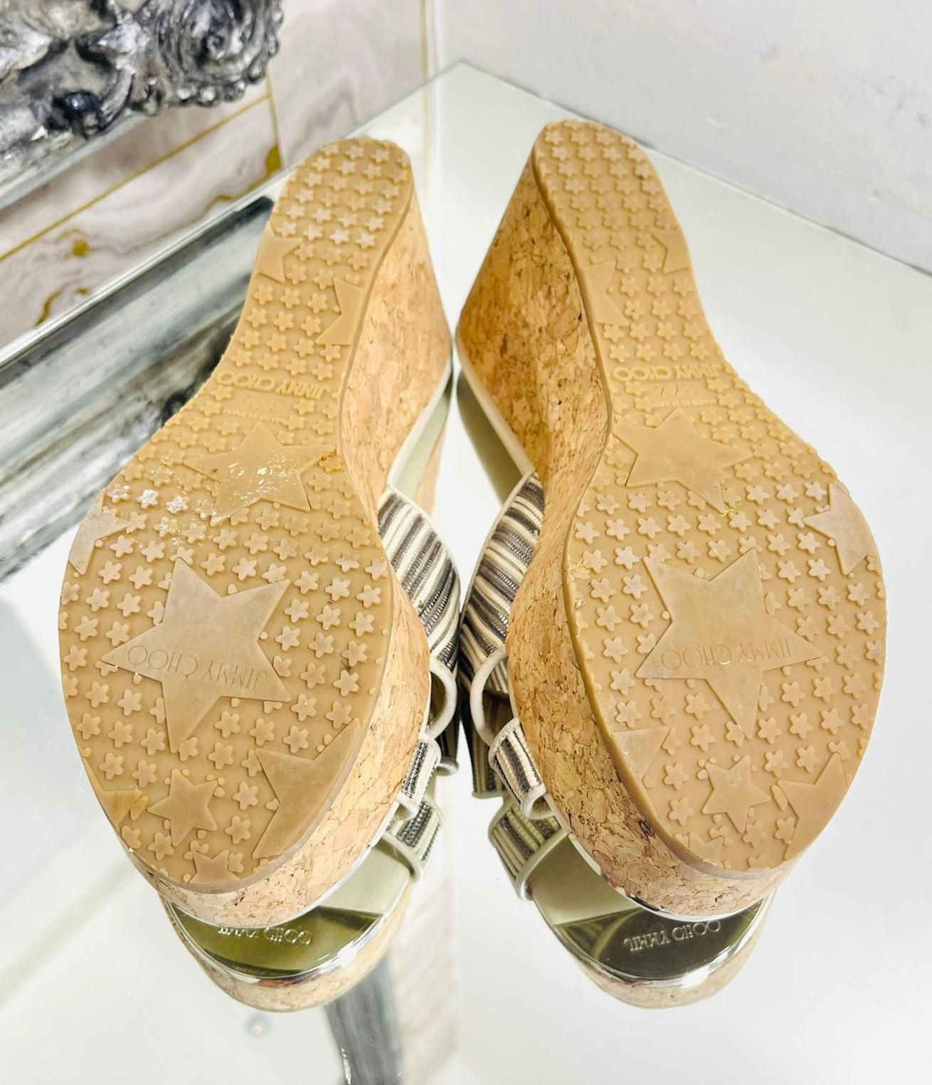 Jimmy Choo Mesh, Leather & Cork Wedge Sandals For Sale 1