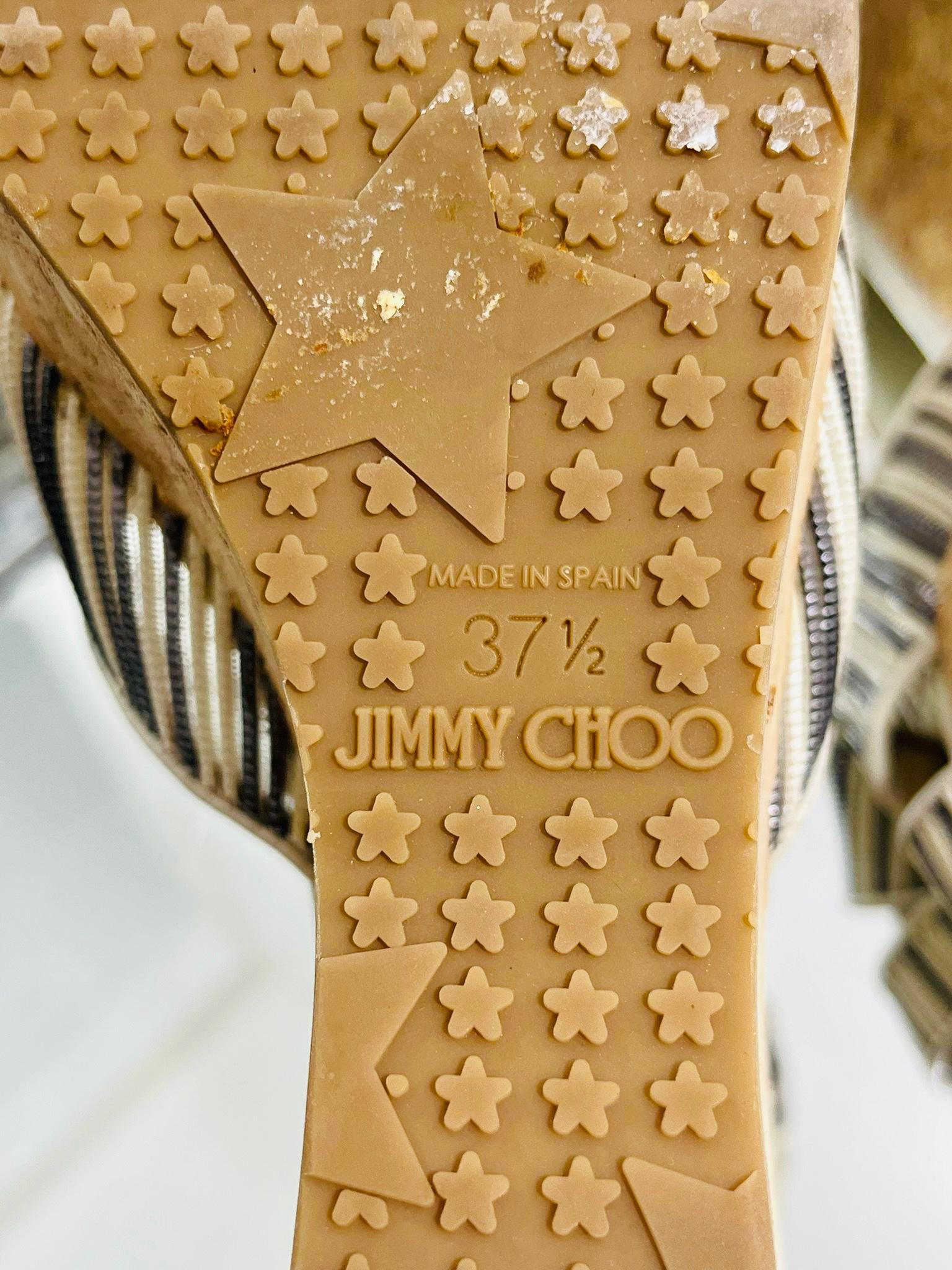 Jimmy Choo Mesh, Leather & Cork Wedge Sandals For Sale 3