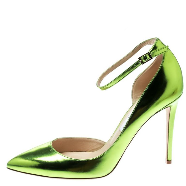 Jimmy Choo Metallic Apple Green Rosa Pointed Toe D Orsay Pumps Size 41 For Sale At 1stdibs