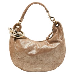 Jimmy Choo Metallic Beige Suede Solar Hobo