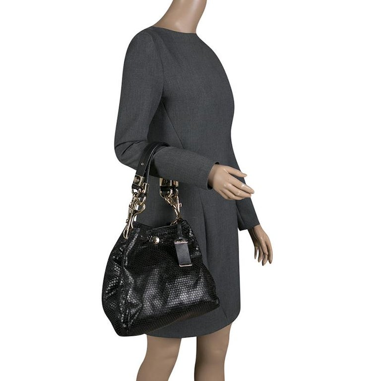 Jimmy Choo Metallic Black Leather Lohla Jayne Tote For Sale at 1stDibs