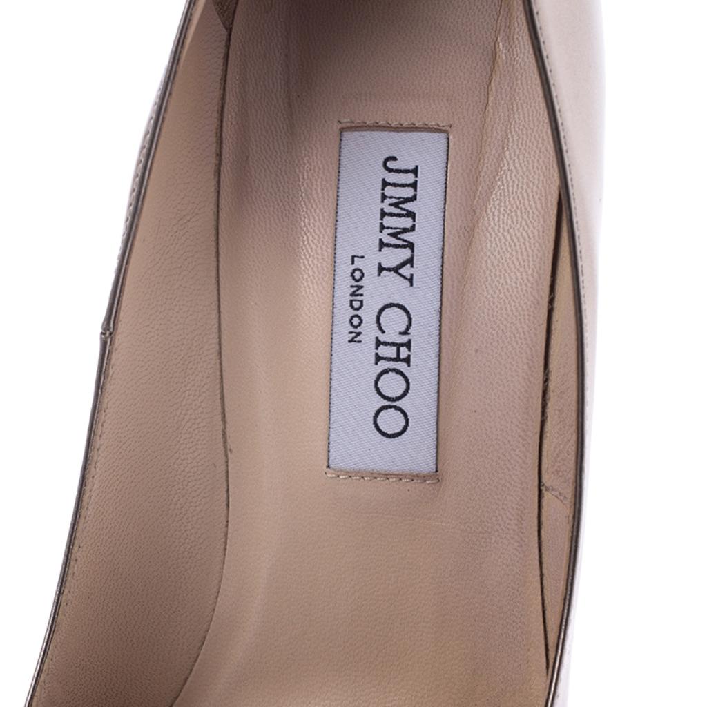 Jimmy Choo Metallic Bronze Leather Abel Pointed Toe Pumps Size 41 In Fair Condition In Dubai, Al Qouz 2