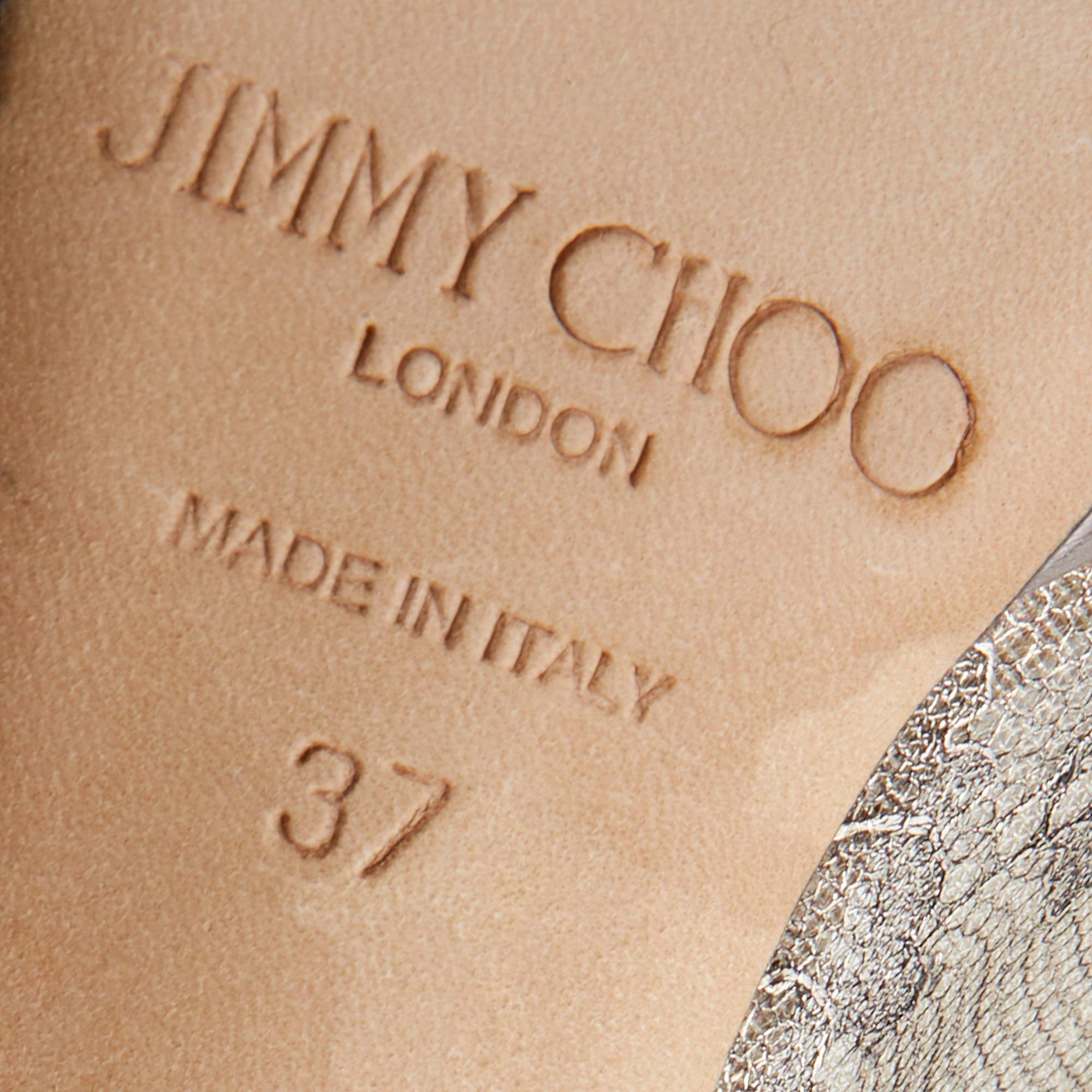 Jimmy Choo Metallic Brown Lace Dahlia Peep Toe Pumps Size 37 4