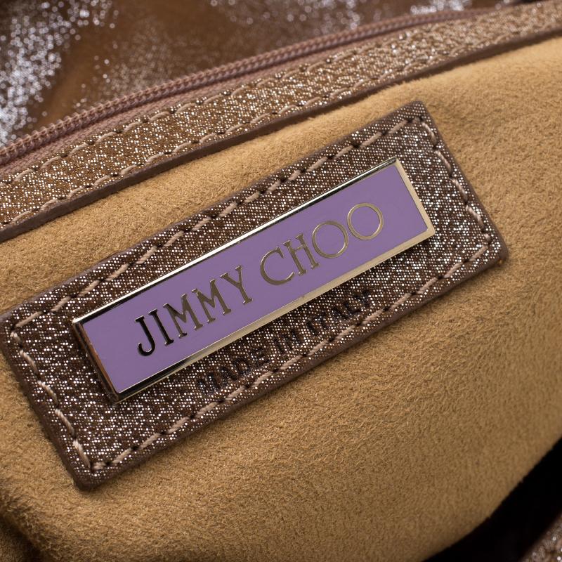 Jimmy Choo Metallic Brown Leather Tulita Hobo 4