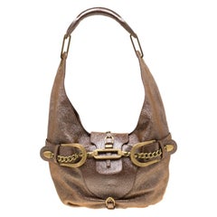 Jimmy Choo Metallic Brown Leather Tulita Hobo