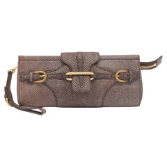 Jimmy Choo Metallic Brown Leather Tulita Wristlet Clutch