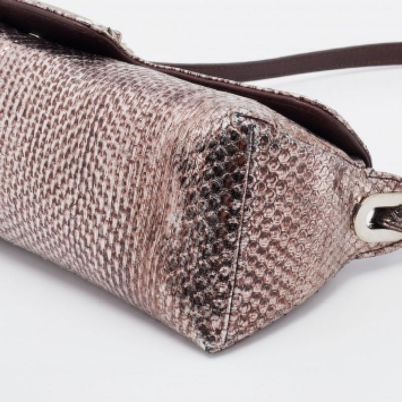 Jimmy Choo Metallic Brown Snakeskin Leather Tulita Pochette Bag For Sale 2