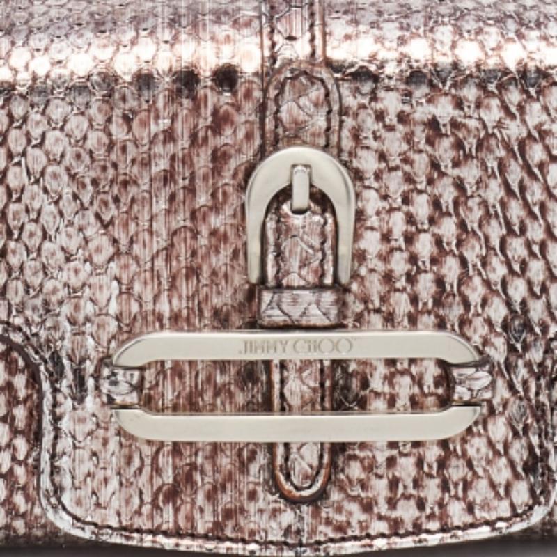Jimmy Choo Metallic Brown Snakeskin Leather Tulita Pochette Bag For Sale 4