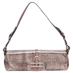 Jimmy Choo Metallic Brown Snakeskin Leather Tulita Pochette Bag