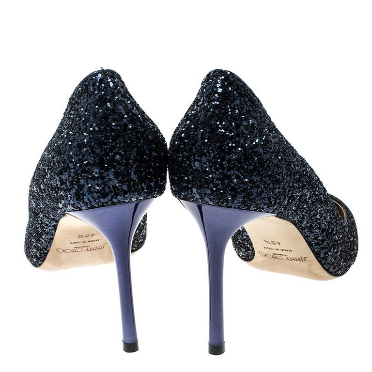 Jimmy Choo Silver Coarse Glitter Degrade Agnes Pumps main image 1