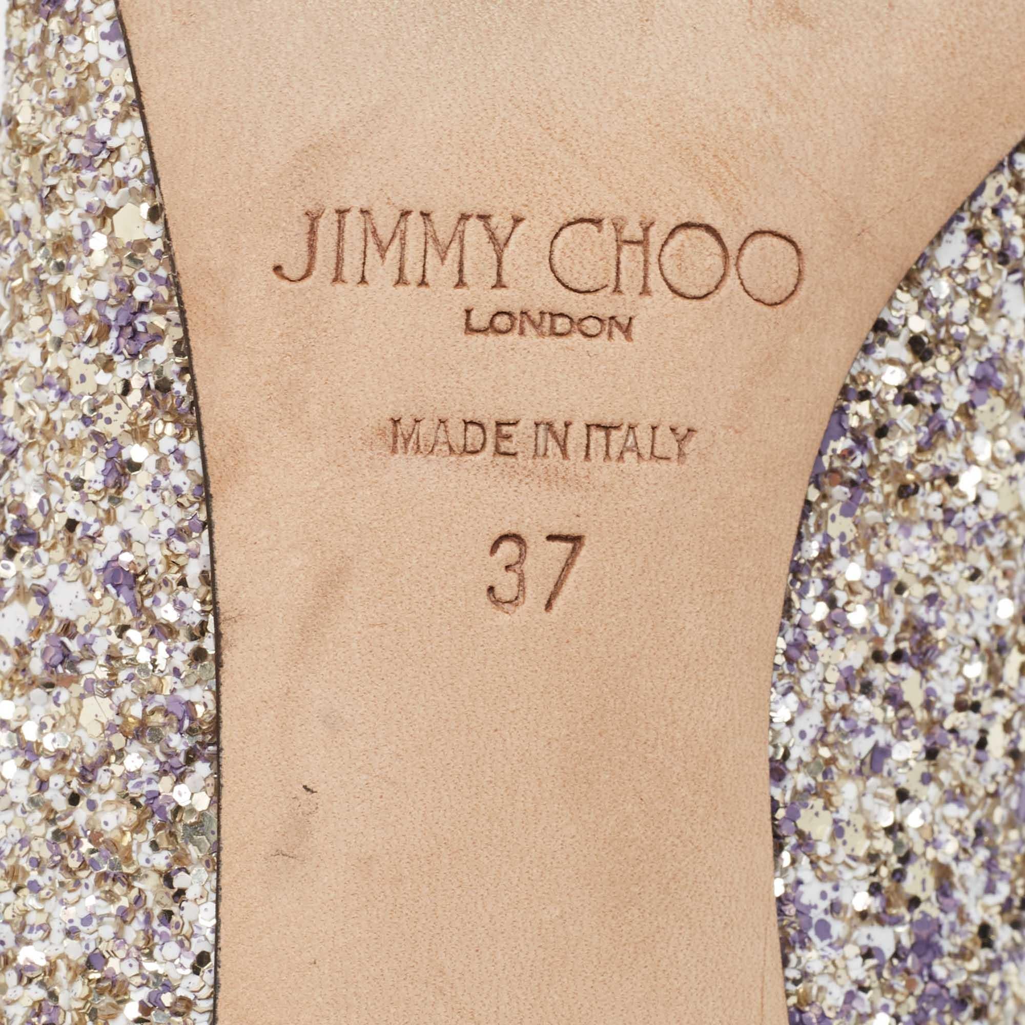 Jimmy Choo Metallic Coarse Glitter Romy Pumps Size 37 3