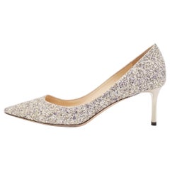 Jimmy Choo Metallic Coarse Glitter Romy Pumps Size 37