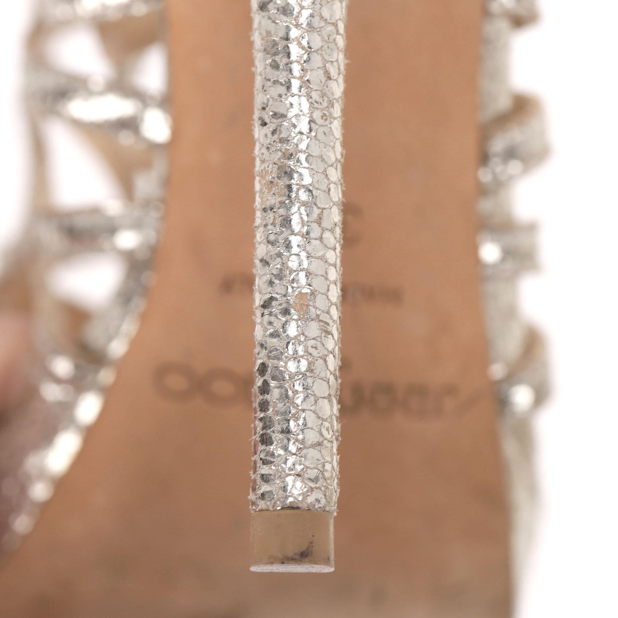 Jimmy Choo Metallic-Rissleder 'Zink' Riemchensandalen im Angebot 2