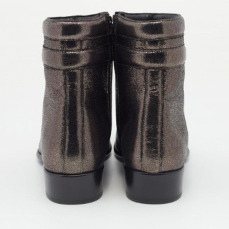 Jimmy Choo Metallic Dark Brown Leather Jimi Ankle Boots Size 40 en vente 1