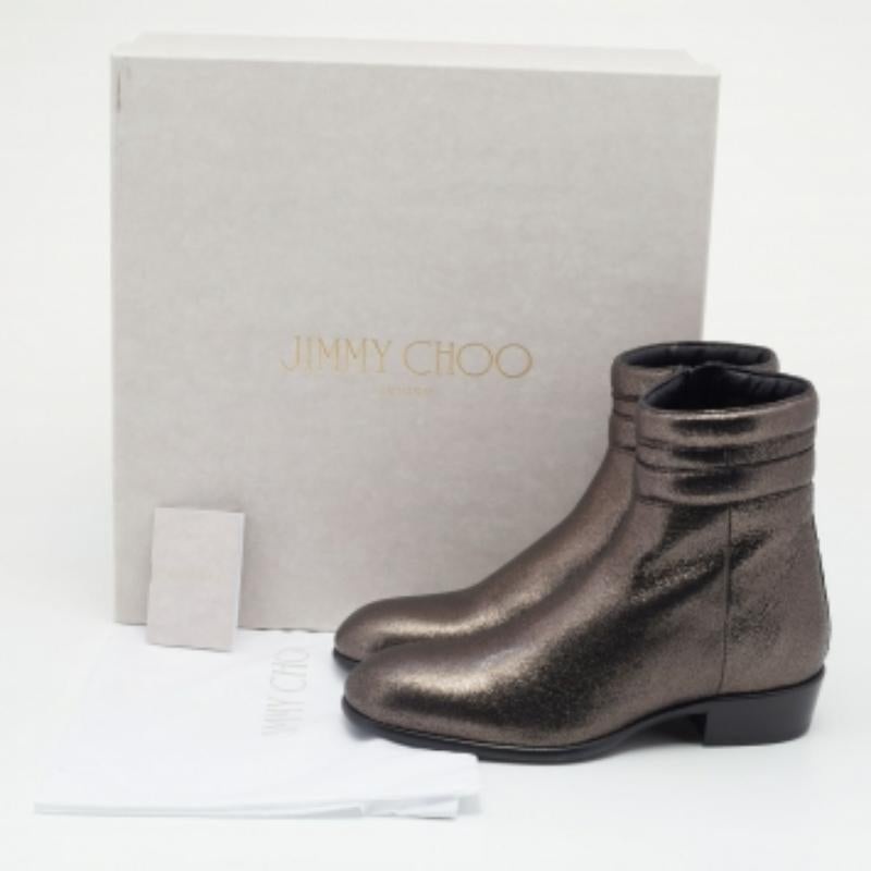 Jimmy Choo Metallic Dark Brown Leather Jimi Ankle Boots Size 40 en vente 4