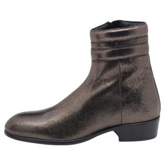 Jimmy Choo Metallic Dark Brown Leather Jimi Ankle Boots Size 40