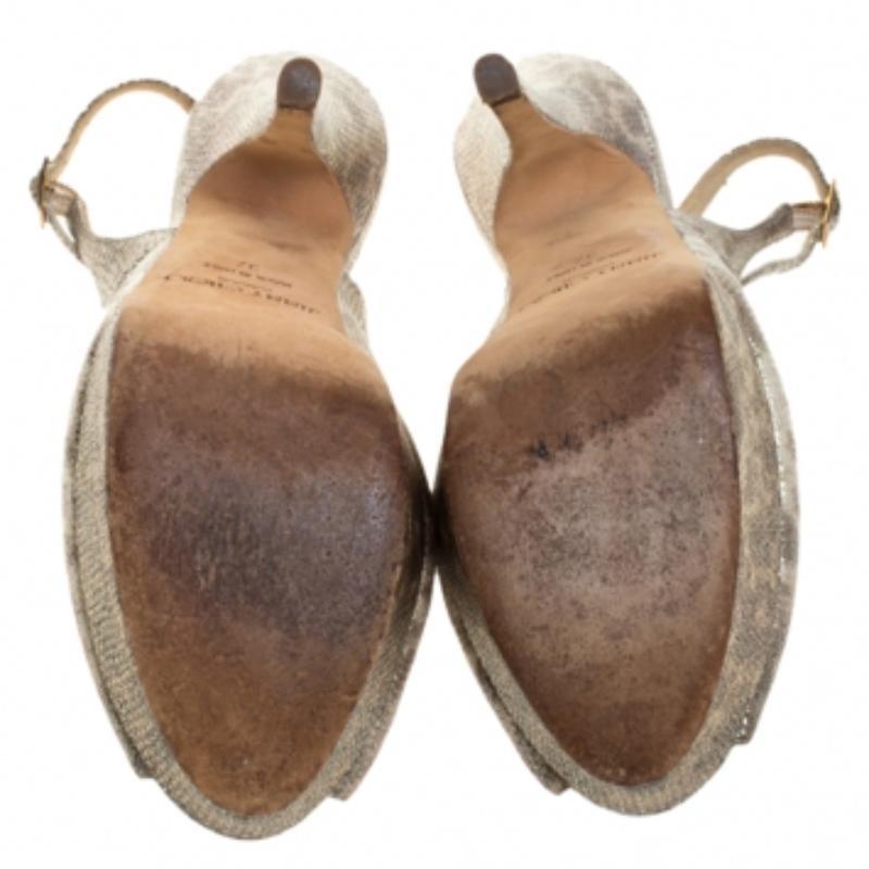 Jimmy Choo - Sandales en cuir gaufré Vita Peep Toe Platform - Taille 37 en vente 2
