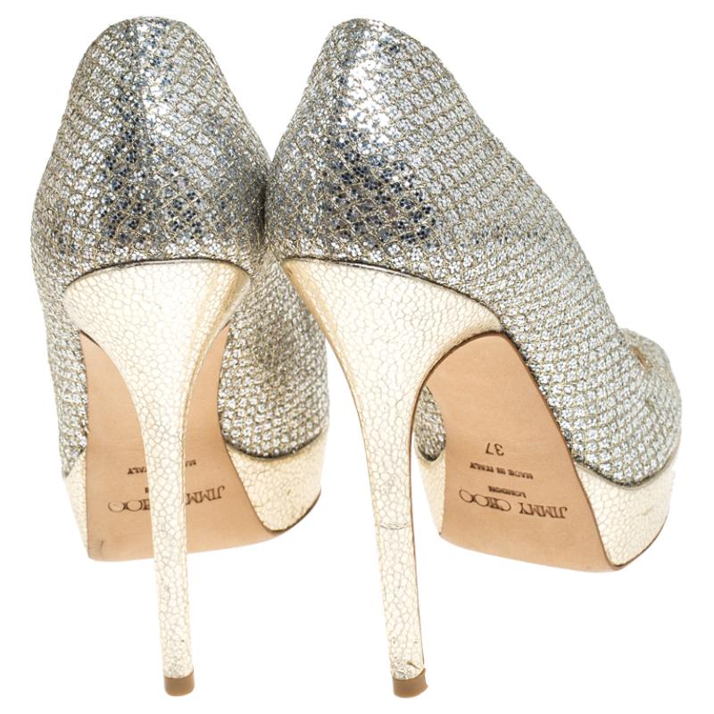 jimmy choo silver platform heels