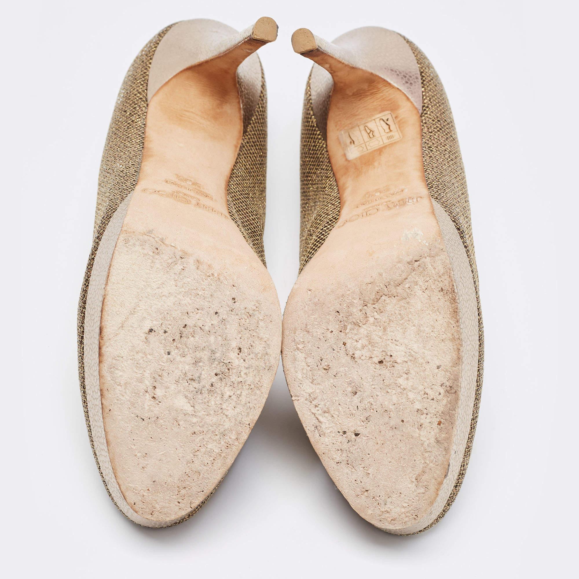 Jimmy Choo escarpins à plateforme en tissu pailleté métallisé, taille 39,5 en vente 1
