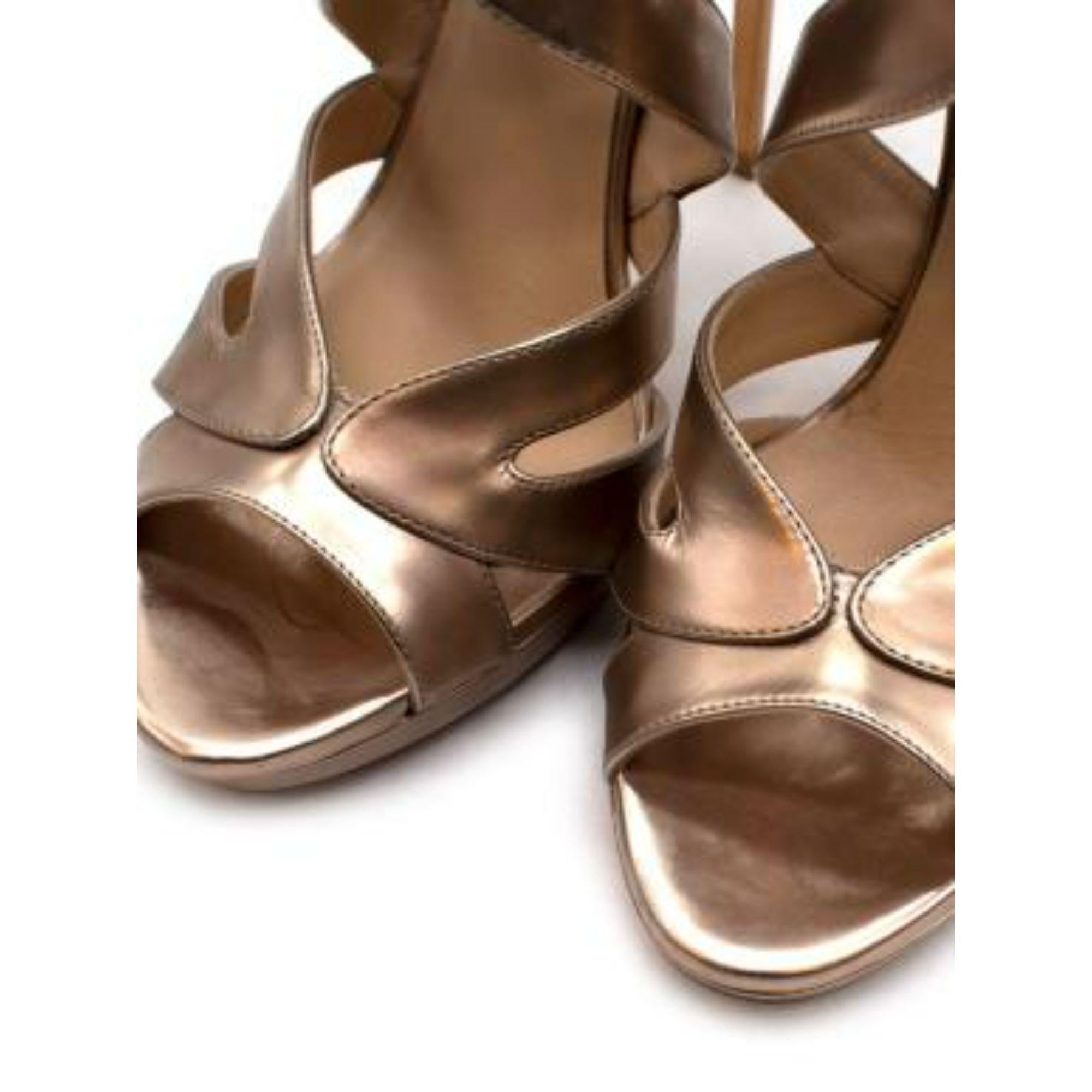 Women's Jimmy Choo Metallic Gold Caged Heeled Sandals For Sale