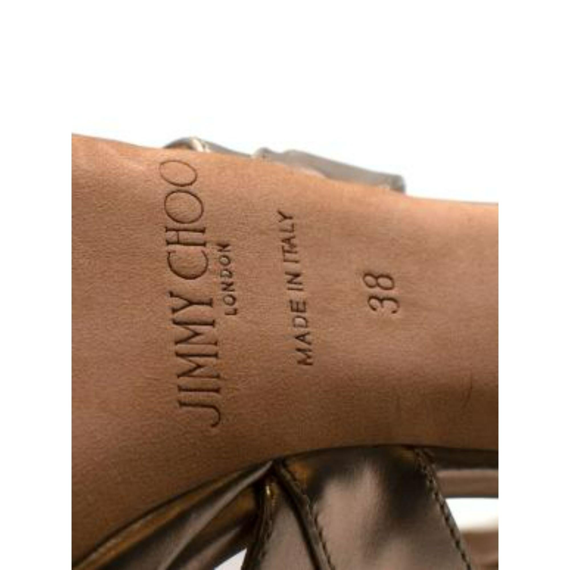 Jimmy Choo Metallic Gold Caged Heeled Sandals For Sale 4