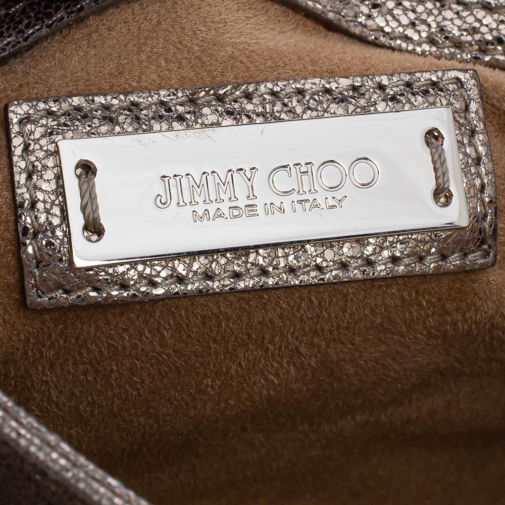 Jimmy Choo Metallic Gold Crinkled Leather Rosalie Satchel 4