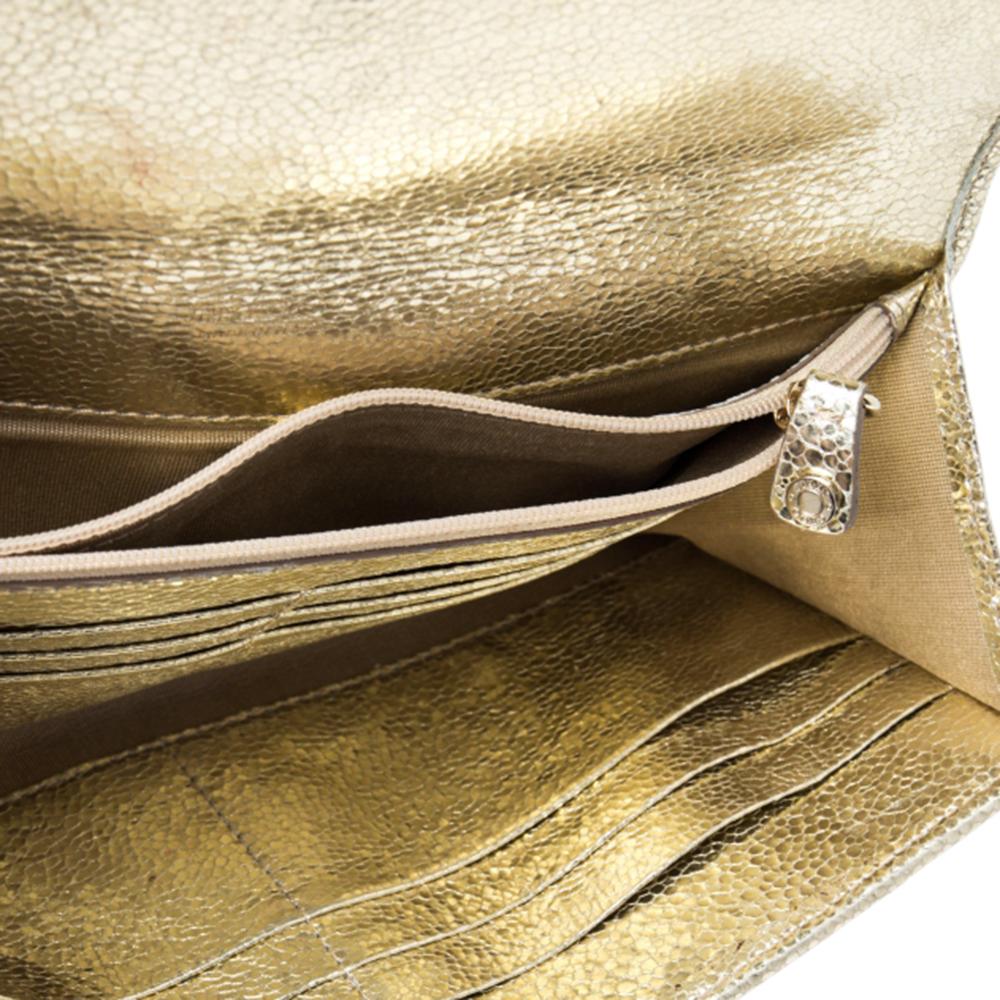 Jimmy Choo Metallic Gold Glitter and Patent Leather Reese Flap Clutch 6