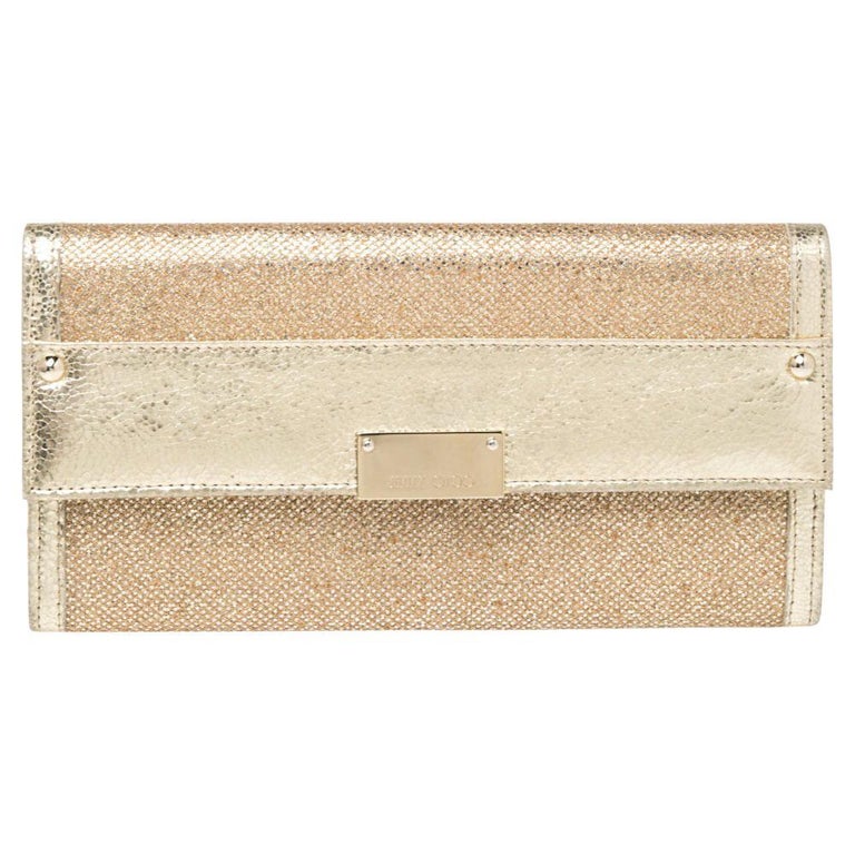 Jimmy Choo Metallic Gold Glitter and Patent Leather Reese Flap Clutch at  1stDibs