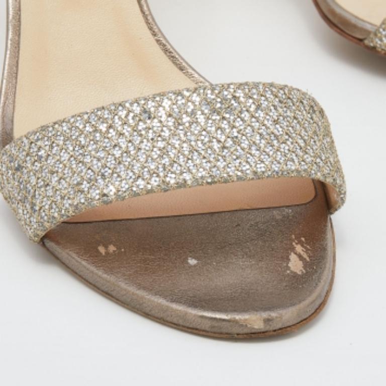 De las mujeres Jimmy Choo Sandalias con tira al tobillo de purpurina dorada metalizada talla 39.5 en venta