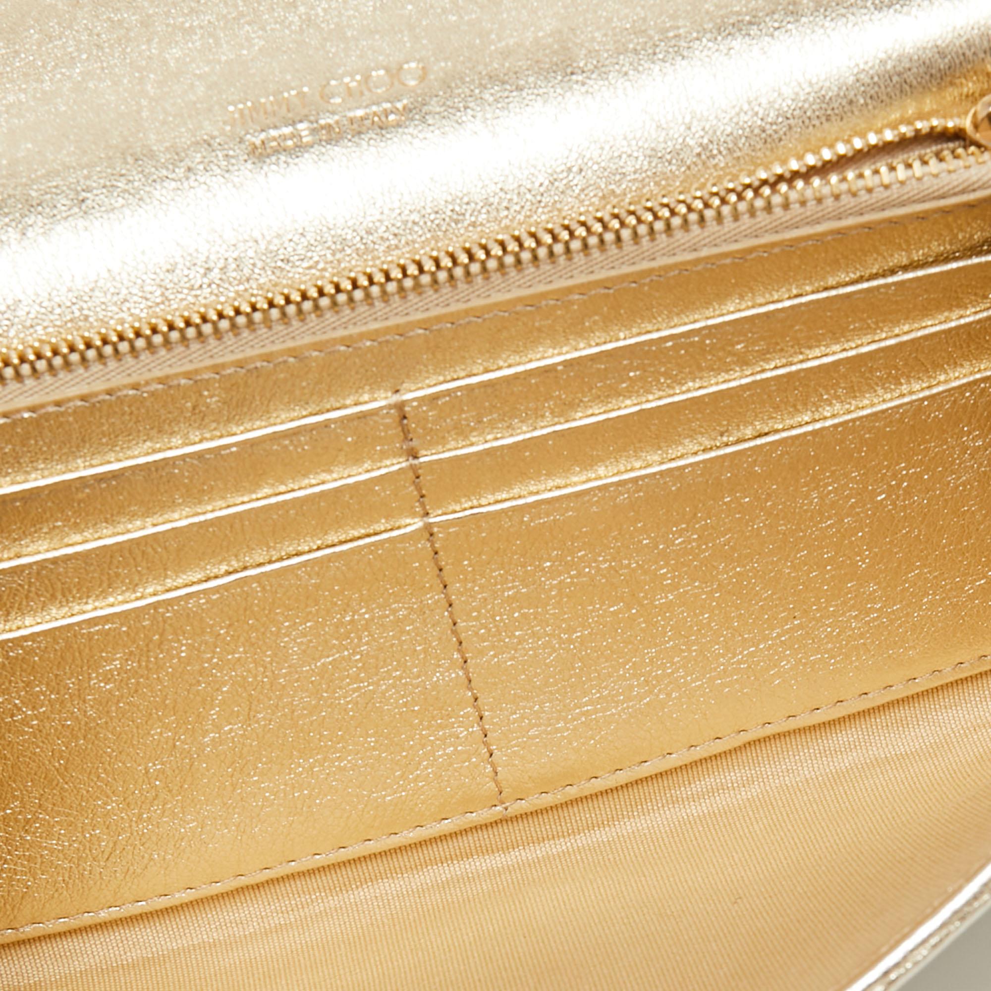 Jimmy Choo Metallic Gold Glitter Fabric Milla Clutch 4
