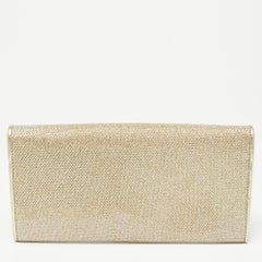Jimmy Choo Metallic Gold Glitter Fabric Milla Clutch