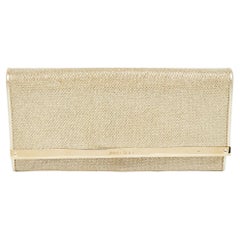 Jimmy Choo Metallic Gold Glitter Stoff Milla Clutch