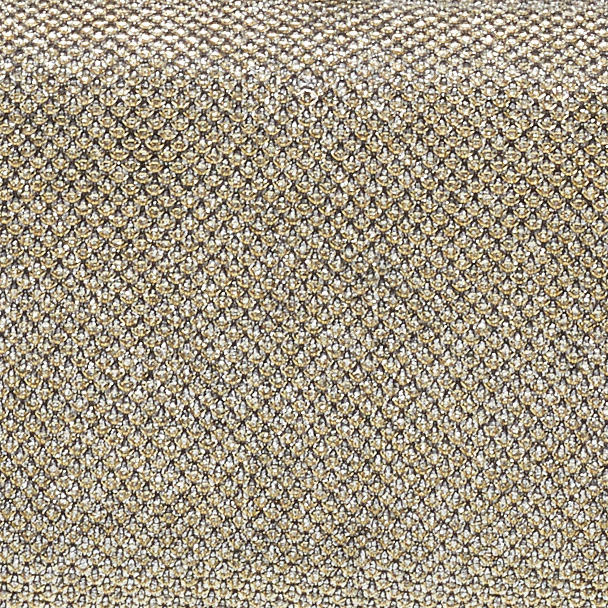 Jimmy Choo Metallic Gold Glitter Fabric Tube Clutch 4
