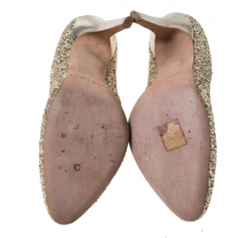 Jimmy Choo Metallic Gold Glitter Victoria Pumps Größe 38,5 im Angebot 1