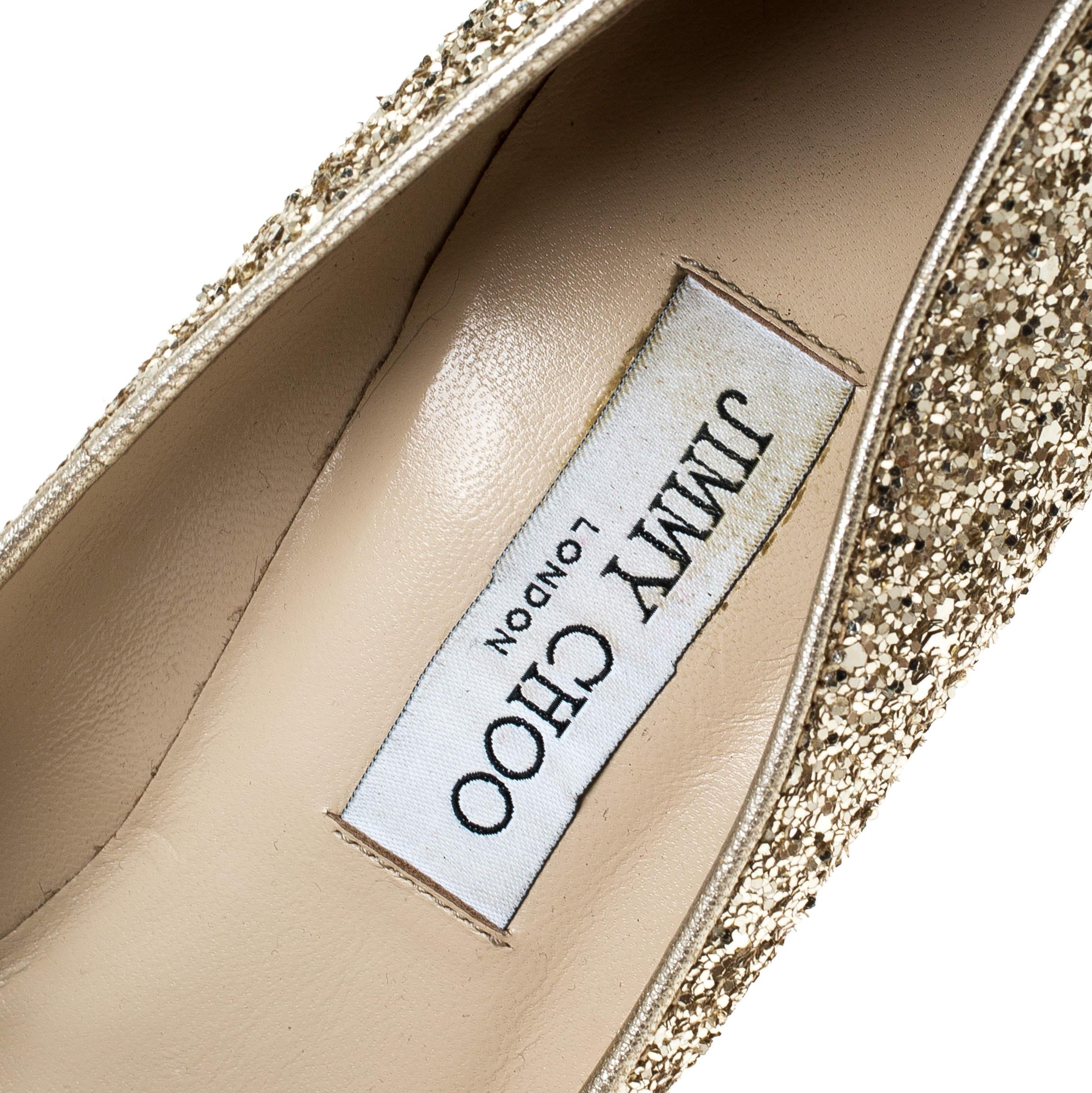 Jimmy Choo Metallic Gold Glitter Victoria Pumps Size 38.5 2