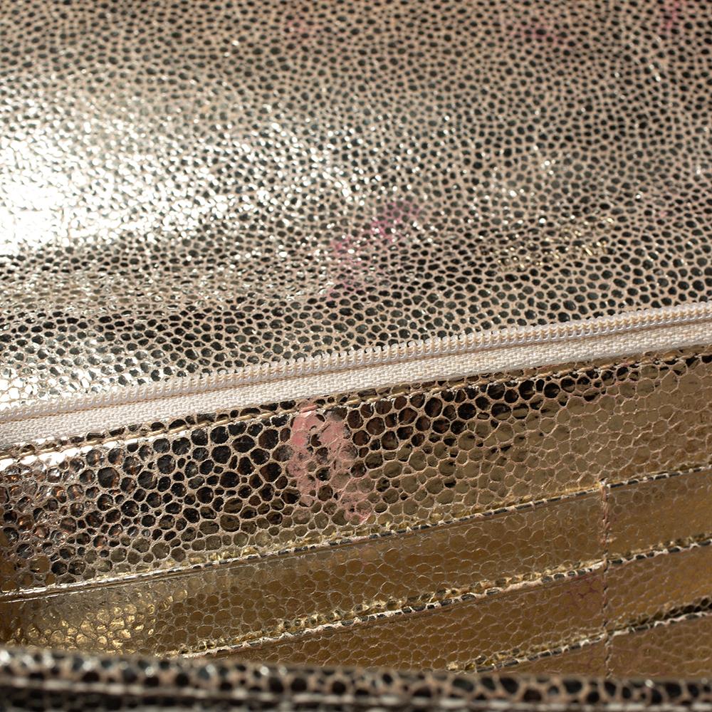 Women's Jimmy Choo Metallic Gold Leather and Glitter Reese Clutch