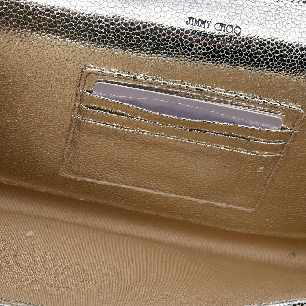 Women's Jimmy Choo Metallic Gold Leather and Glitter Reese Clutch