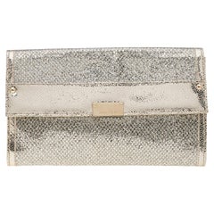 Jimmy Choo Metallic Gold Leather and Glitter Reese Clutch