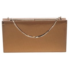 Jimmy Choo Metallic Gold Leather Chain Clutch