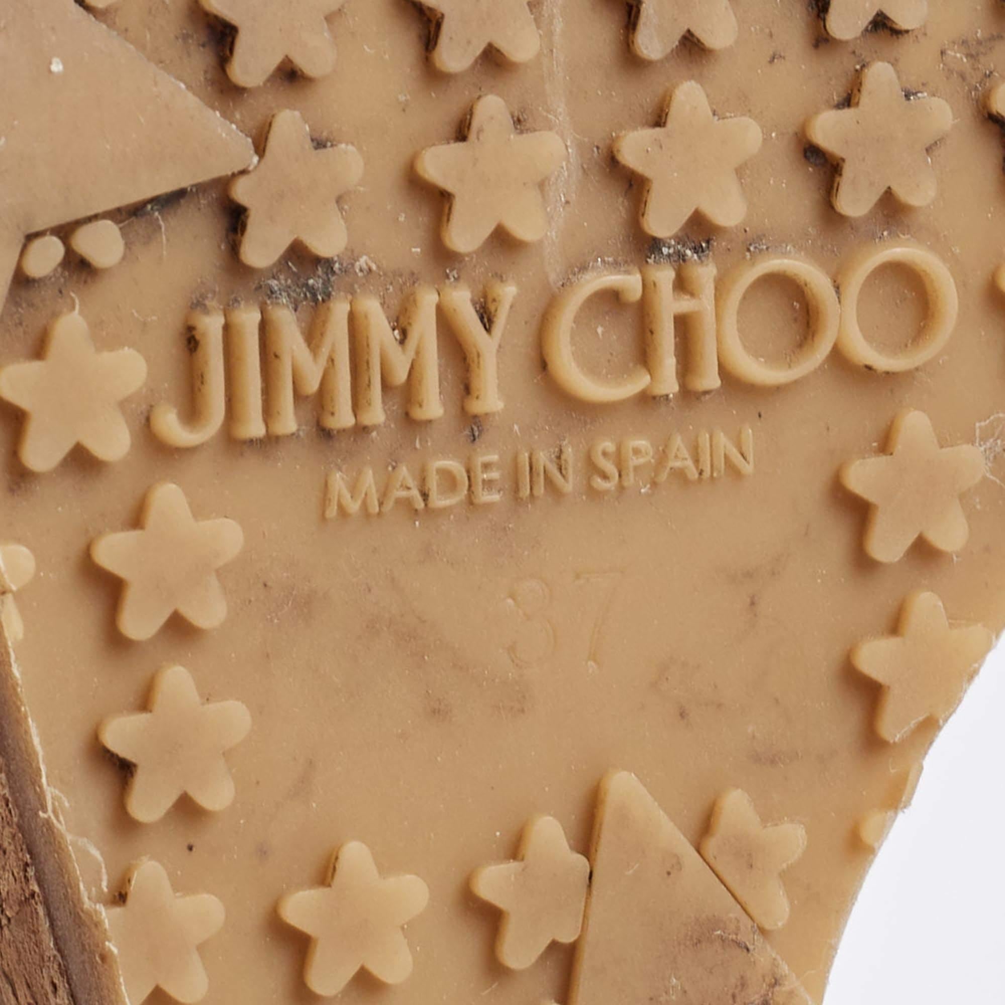 Jimmy Choo - Sandales compensées en cuir de liège or métallisé, taille 37 en vente 1