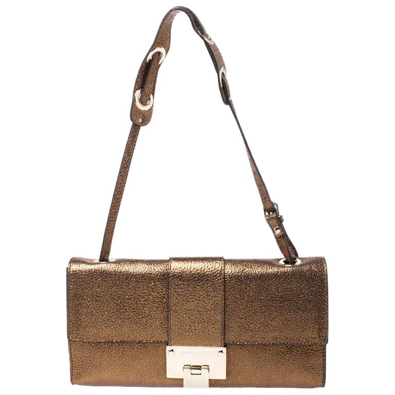Jimmy Choo Earth Tone Metallic Python Shoulder Handbag at 1stDibs