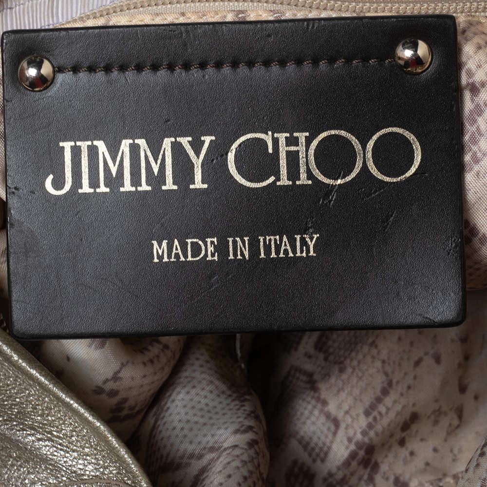 Jimmy Choo Metallic Gold Leather Zip Hobo For Sale 6