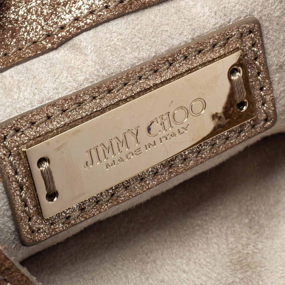 Jimmy Choo Metallic Gold Shimmer Leather Shadow Chain Bag In Good Condition In Dubai, Al Qouz 2